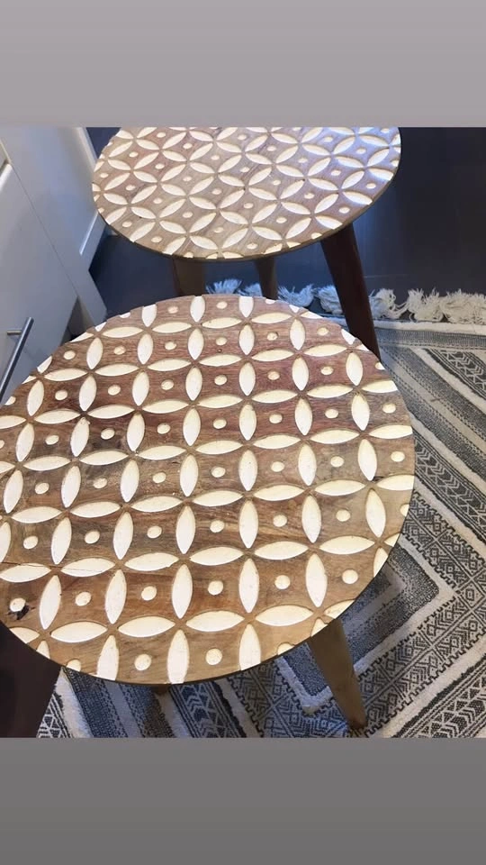 Two Boho Solid Mango Wood Side Tables - photo 3