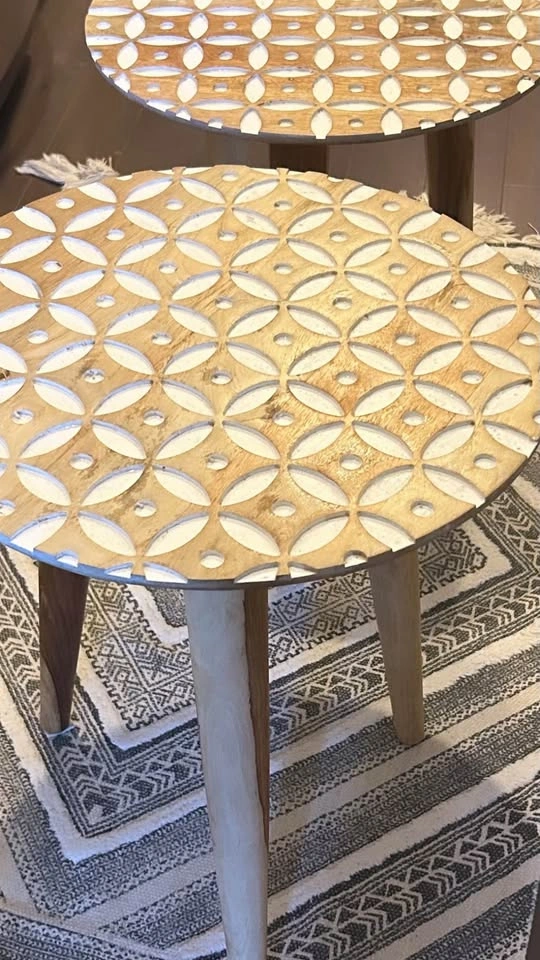Two Boho Solid Mango Wood Side Tables - photo 4