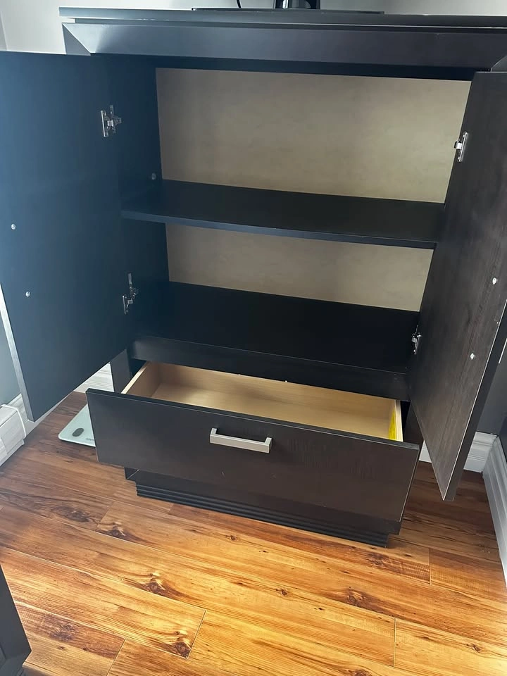 Modern Dark Wood Armoire with Two Drawers - photo 2