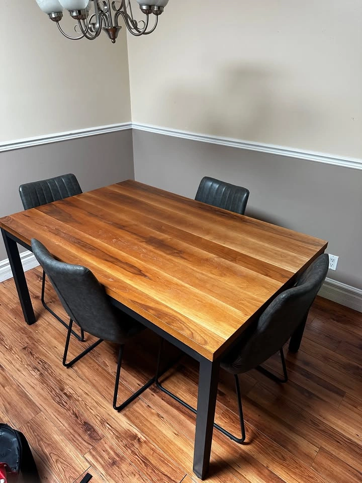 Wood Dining Room Table with 4 Gray Chairs - photo 2