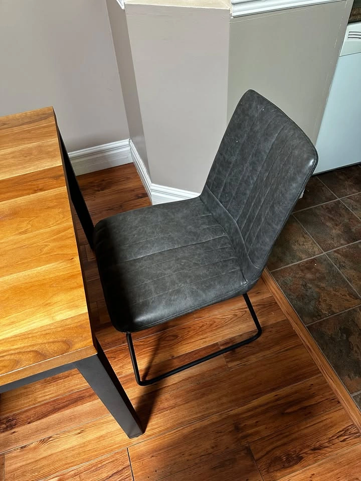 Wood Dining Room Table with 4 Gray Chairs - photo 4
