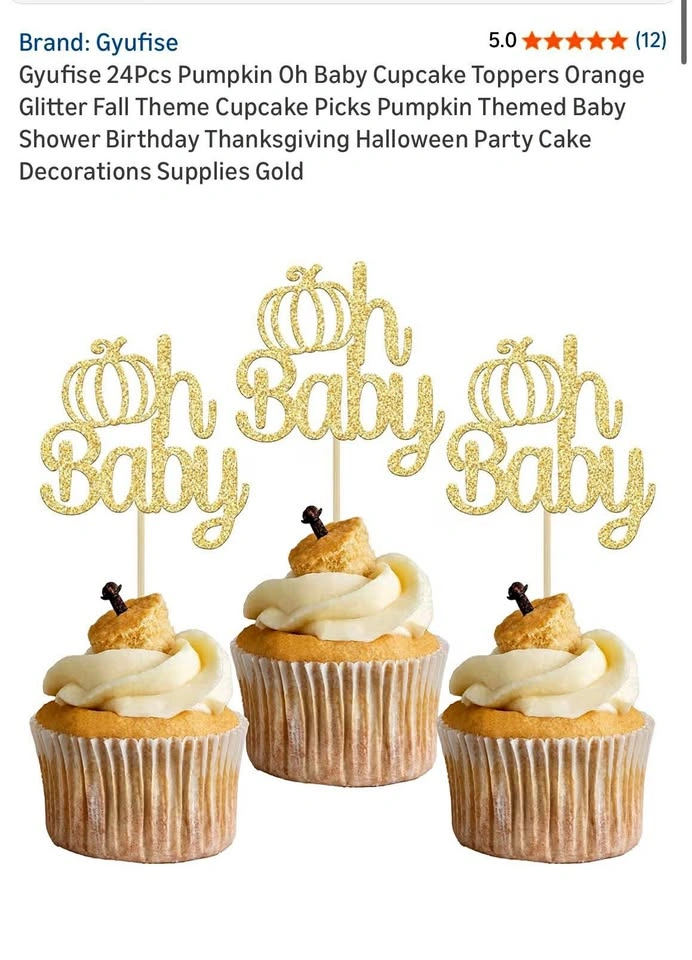 Pumpkin Baby Cupcake Toppers