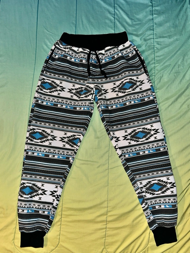 Geometric Print Fleece Jogger Sweatpants - Size Large