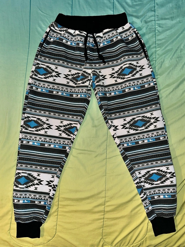 Geometric Print Fleece Jogger Sweatpants - Size Large - photo 3