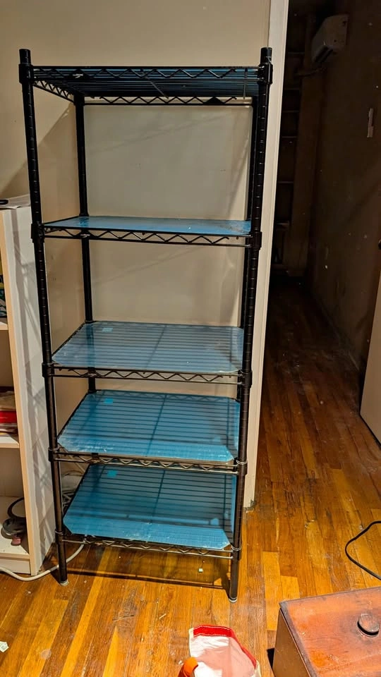 Black wire shelving unit