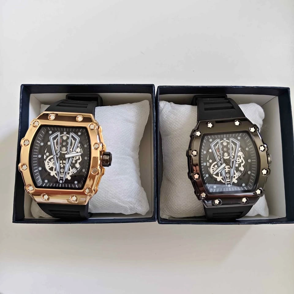 Brand New Big Skeleton Watches – Gold & Piano Black | Still in B