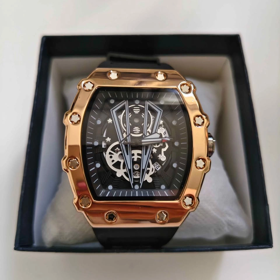 Brand New Big Skeleton Watches – Gold & Piano Black | Still in B - photo 2