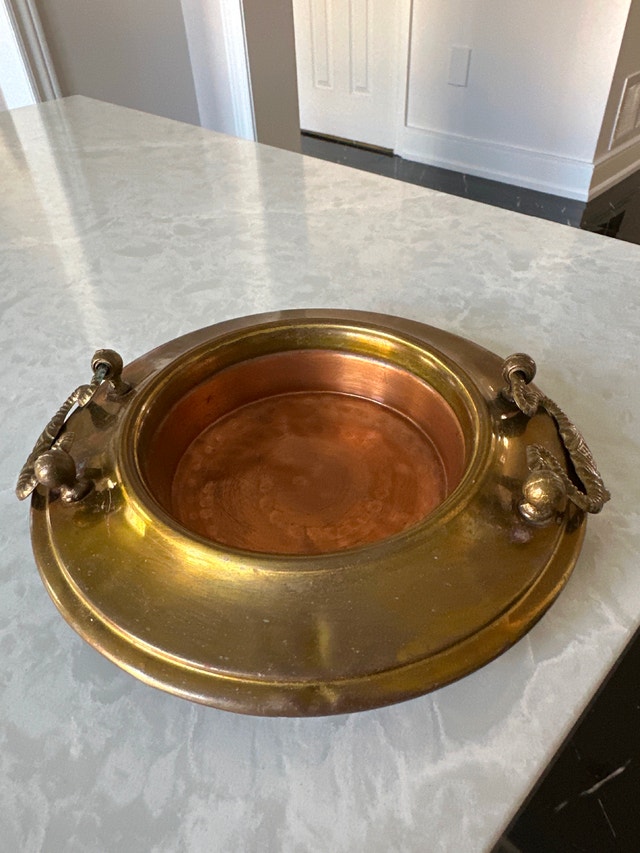 Antique European Brass and Copper Brazier Bowl