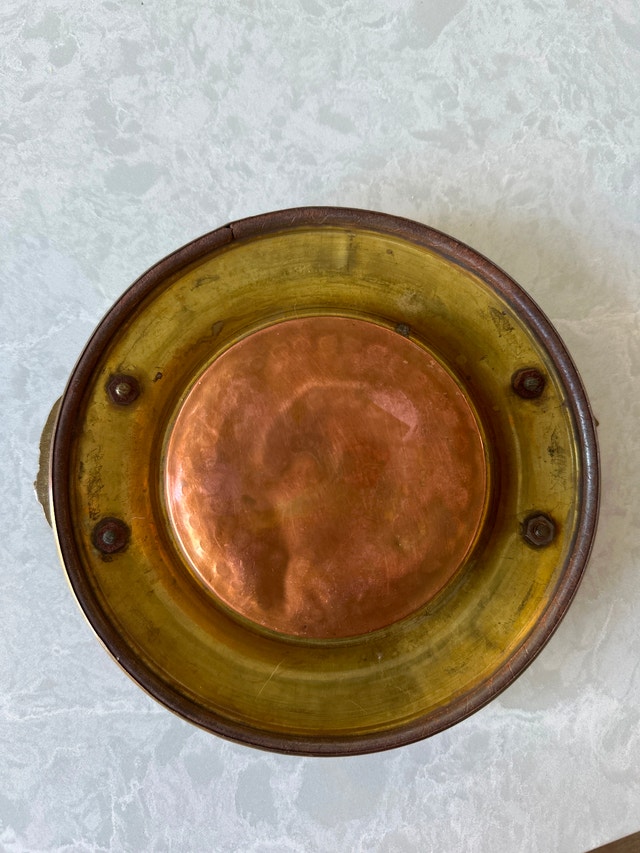 Antique European Brass and Copper Brazier Bowl - photo 3