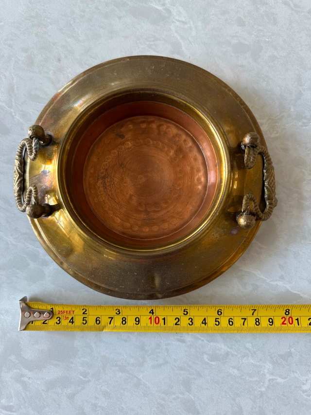 Antique European Brass and Copper Brazier Bowl - photo 5