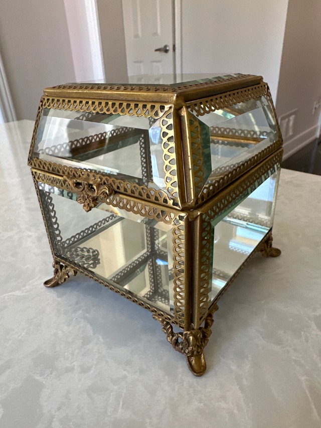 Nicole Miller French-style brass and beveled glass jewelry box - photo 2