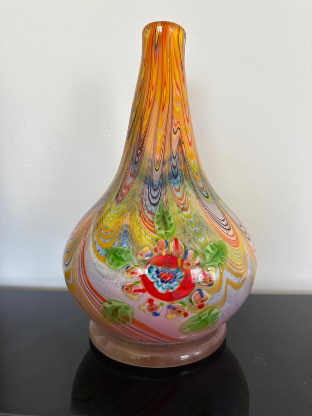 Murano Millefiori Glass Vase - 12" Tall