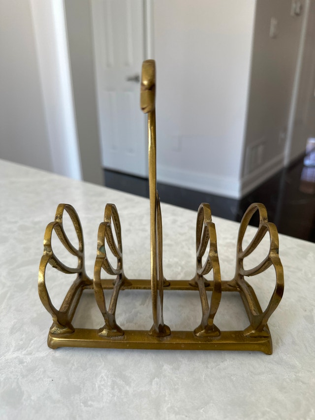 Brass vintage swan toast rack or napkin holder - photo 2