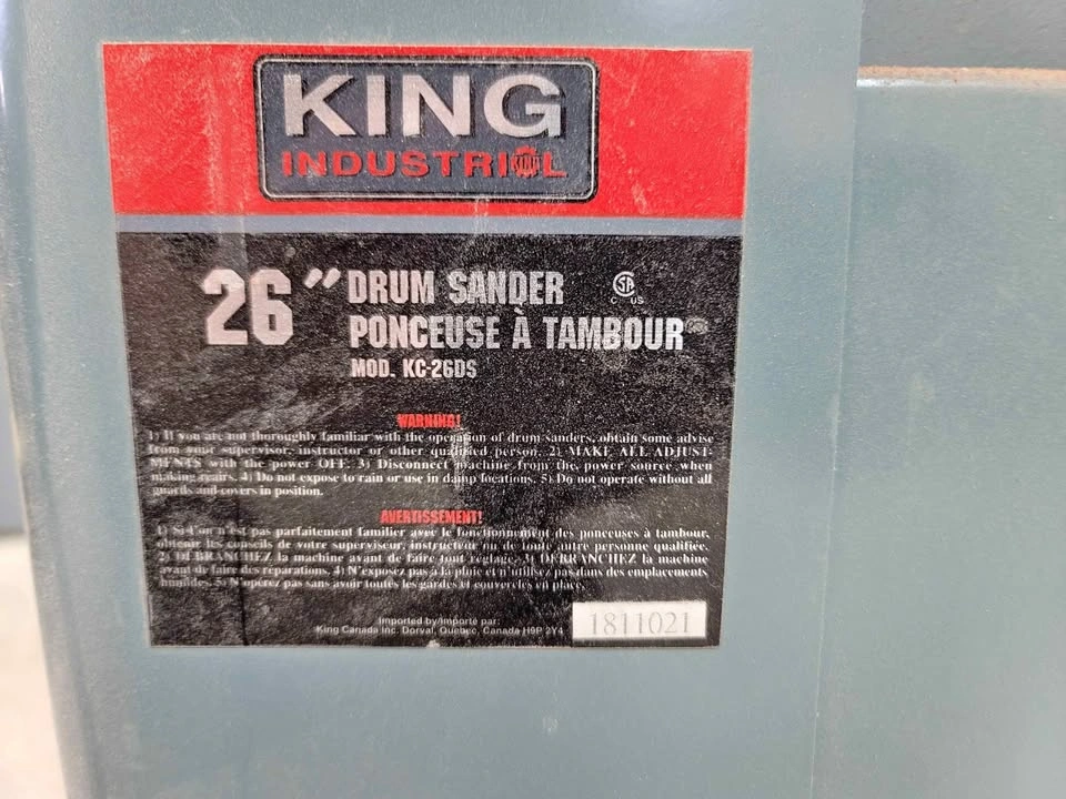 King 26 inch double drum sander