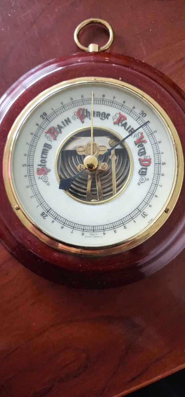 Vintage Wooden Barometer with Brass Accents - photo 2
