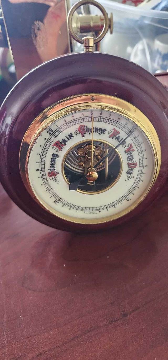 Vintage Wooden Barometer with Brass Accents - photo 4