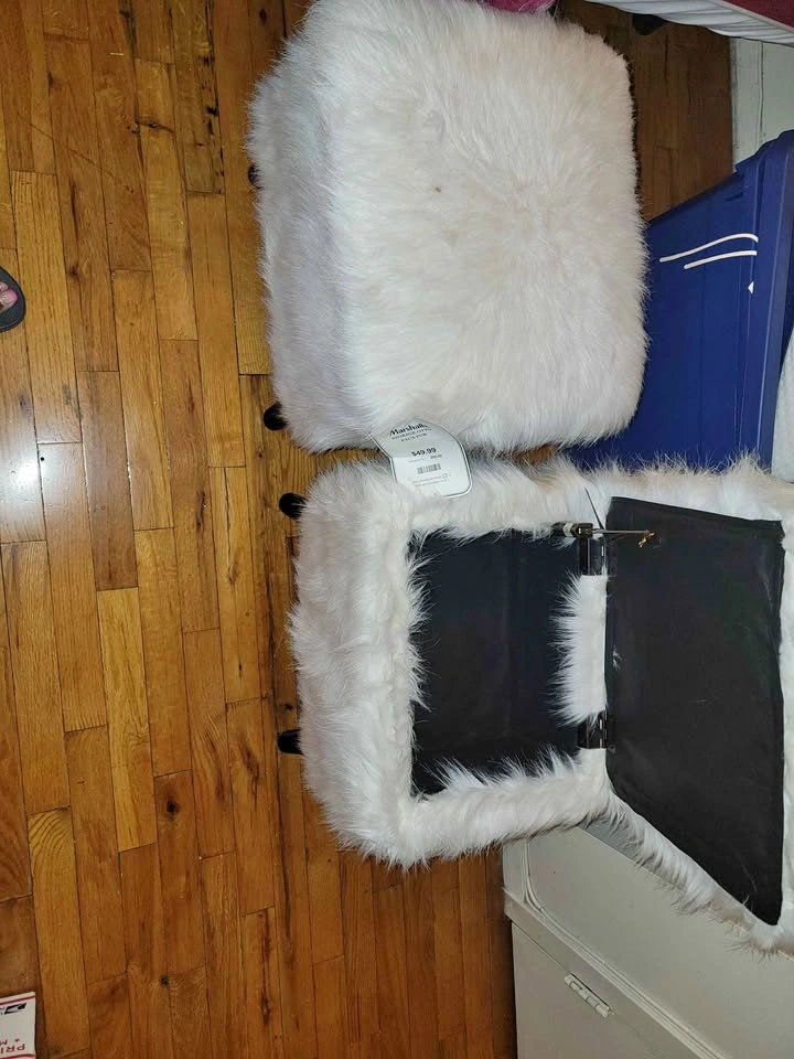 White furry end stools