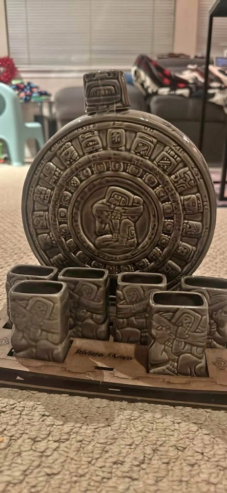 Ceramic Flask and Shot Glass Set - Mexico