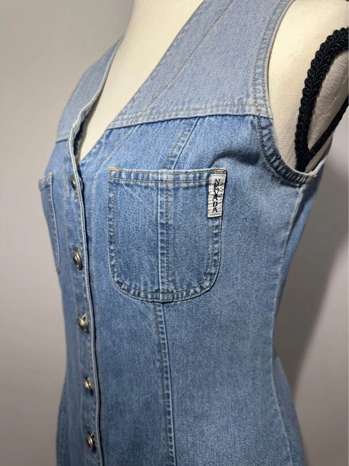 Vintage 90s Y2K Nevada Jeans Denim Mini Dress Size 6 - photo 3