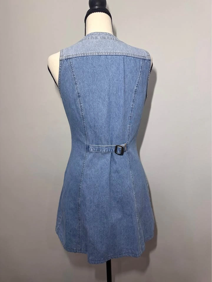 Vintage 90s Y2K Nevada Jeans Denim Mini Dress Size 6 - photo 4