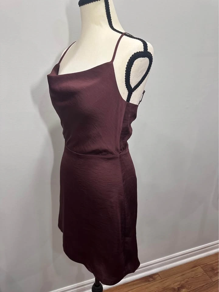 EUC Sunday Best Aritzia Spencer Satin Mini Dress - Wine - Size 4 - photo 2