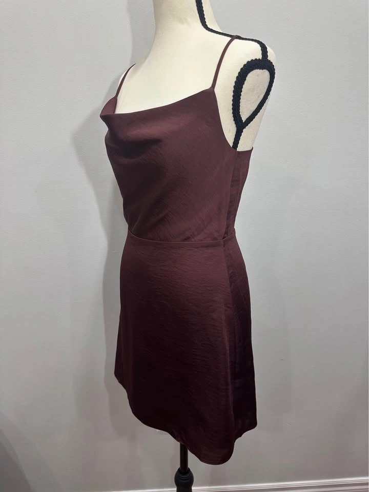 EUC Sunday Best Aritzia Spencer Satin Mini Dress - Wine - Size 4 - photo 4