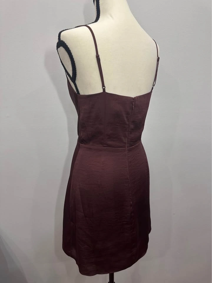 EUC Sunday Best Aritzia Spencer Satin Mini Dress - Wine - Size 4 - photo 5