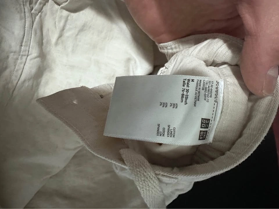 UNIQLO Men M Cotton Linen Blend Relaxed Fit Light Beige Pants - photo 2