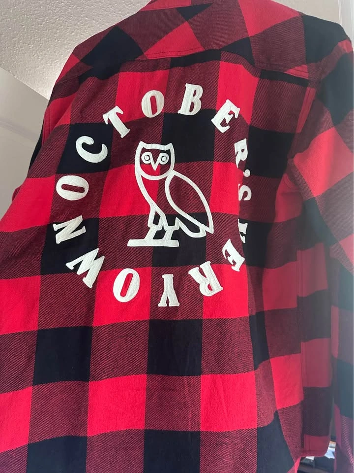 OVO October's Very Own Red Black Plaid Flannel Shirt Medium - photo 2