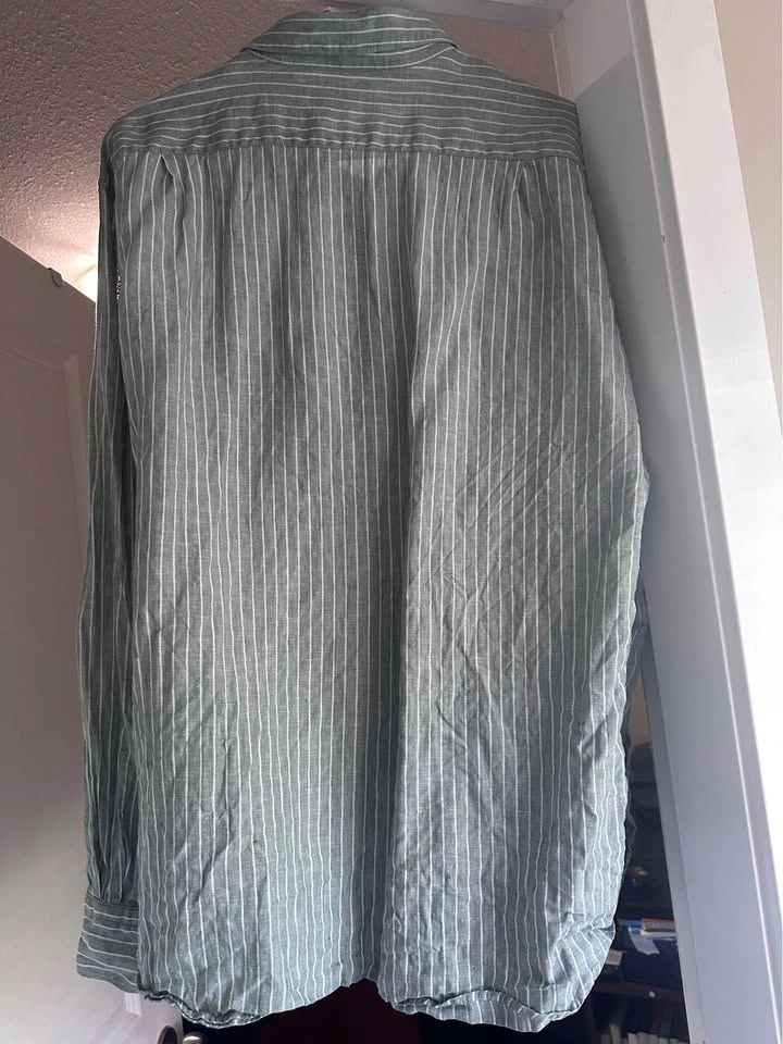 UNIQLO Men's Premium Linen Striped Button-Up Shirt Large - photo 4