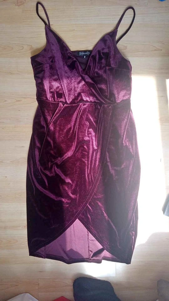 Dynamite Burgundy Velvet Wrap Dress