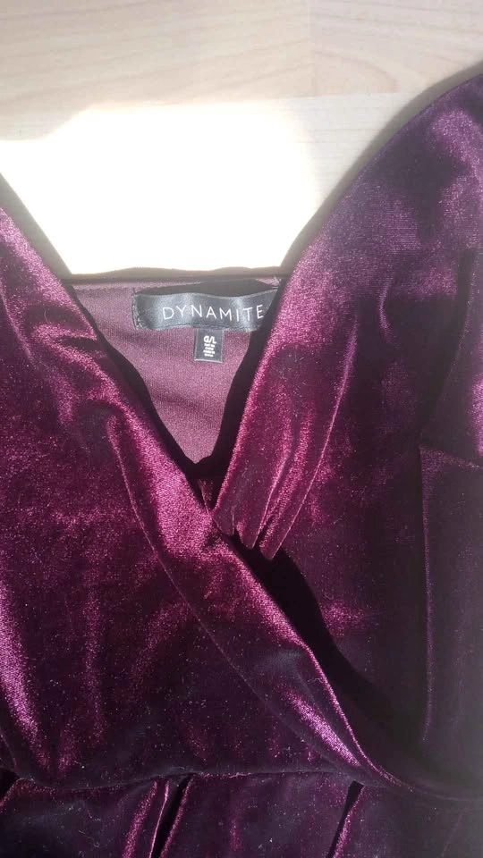 Dynamite Burgundy Velvet Wrap Dress - photo 3