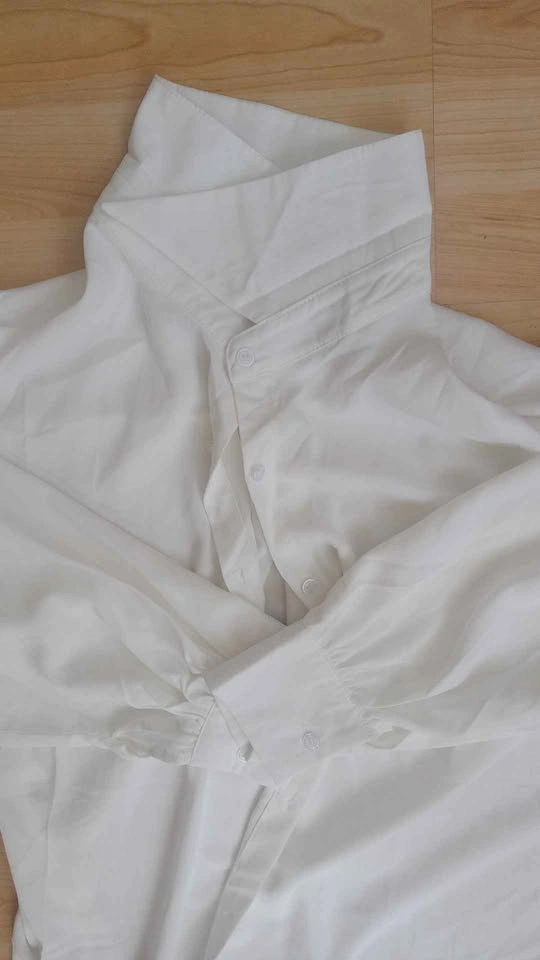 Flowy White Long Sleeve Button Up Shirt - photo 4