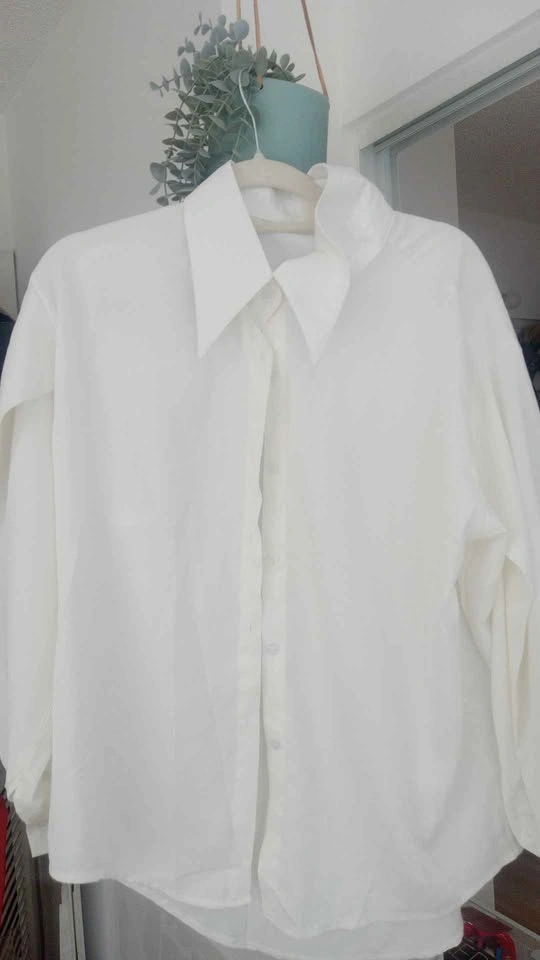 Flowy White Long Sleeve Button Up Shirt - photo 5