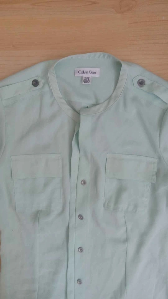 Calvin Klein Mint Green Collarless Blouse XS - photo 2