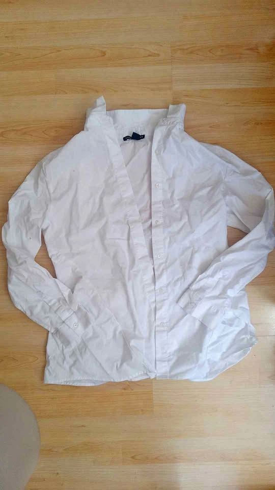 COMO BLACK White Long Sleeve Button Up Shirt - Large