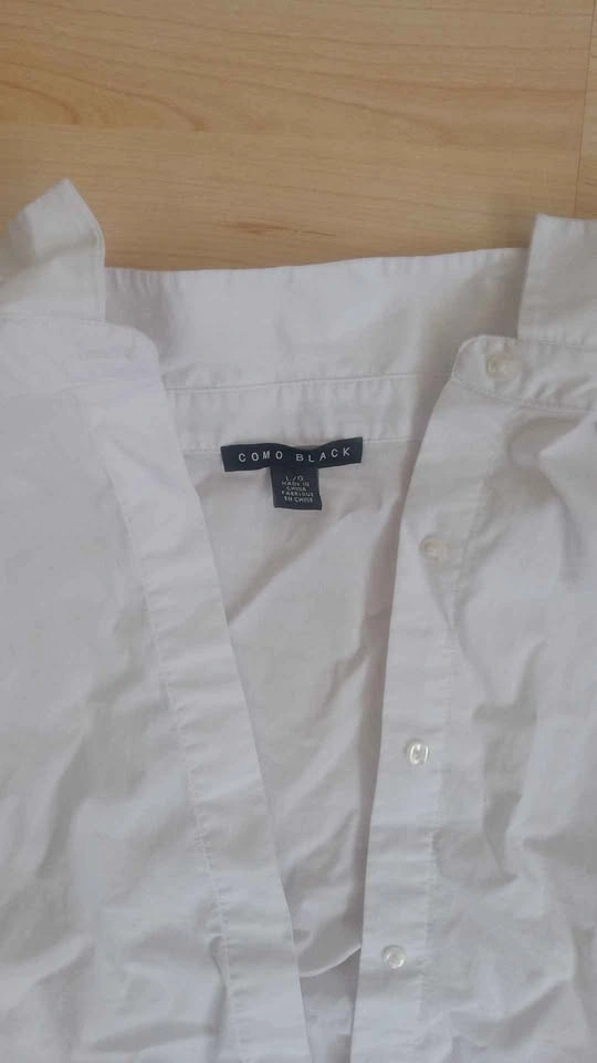 COMO BLACK White Long Sleeve Button Up Shirt - Large - photo 2