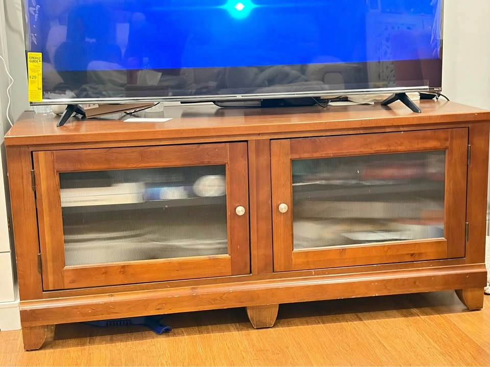 Wooden TV Cabinet for 60" TV with Storage & Lights