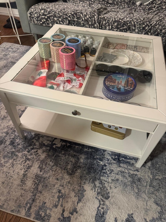 IKEA LIATORP Glass Top Coffee Table With Storage & Drawer - photo 2