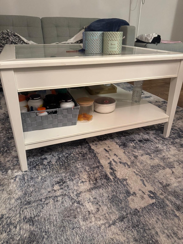 IKEA LIATORP Glass Top Coffee Table With Storage & Drawer - photo 4