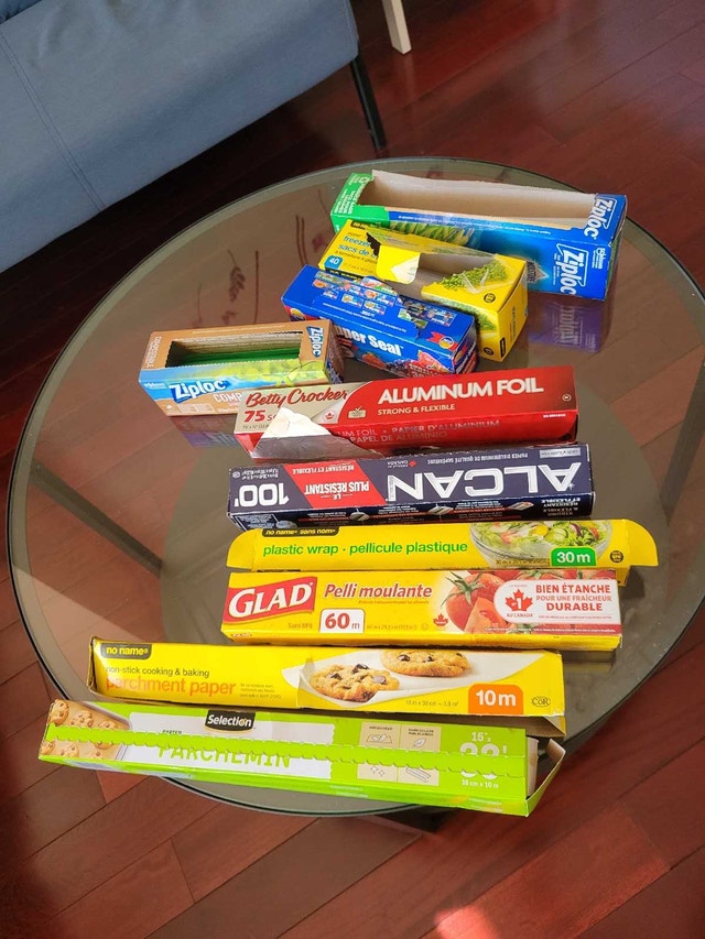 Ziploc Glad Alcan Foil Paper & Food Wrap