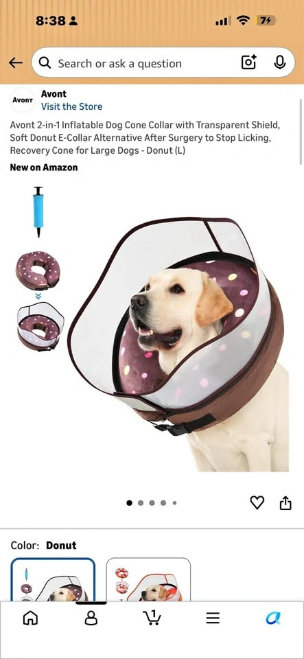 Avant Inflatable Dog Recovery Cone Collar with Shield - Large