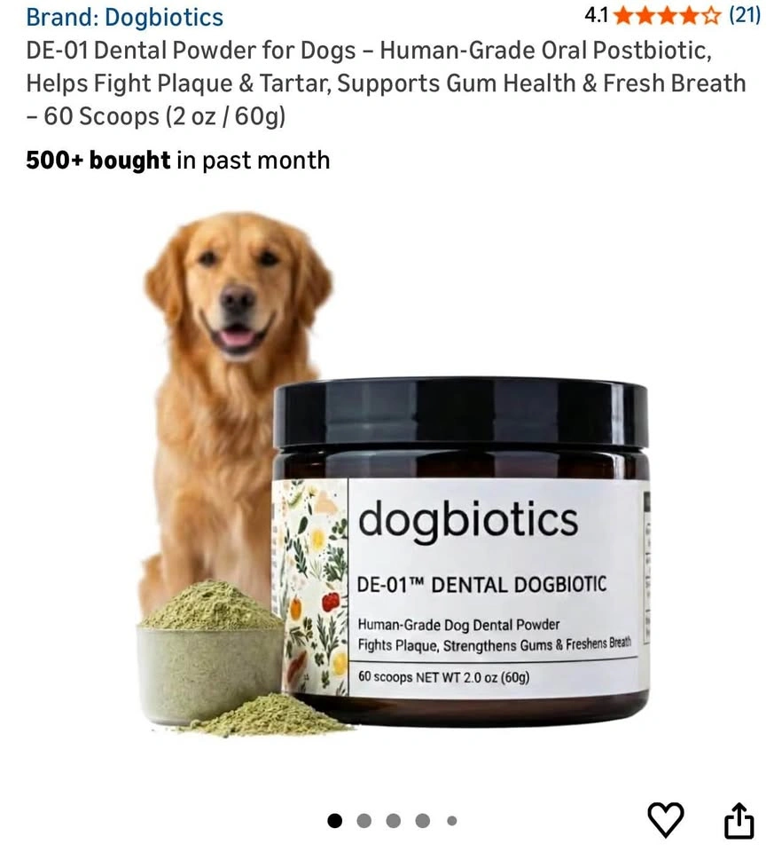 Dogbiotics DE-01 Dental Powder for Dogs 60 Scoops