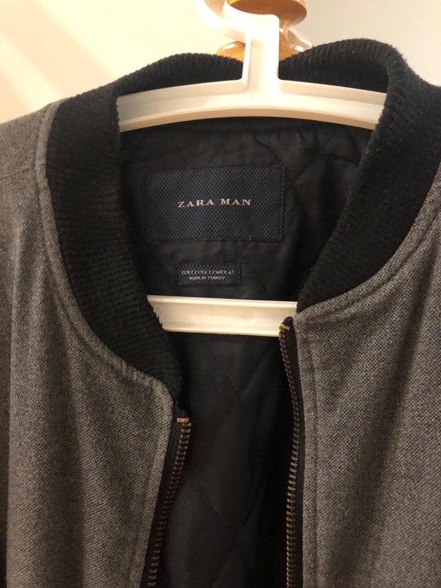 Zara Man Jacket - Grey Body, Black Faux Leather Sleeves - photo 2