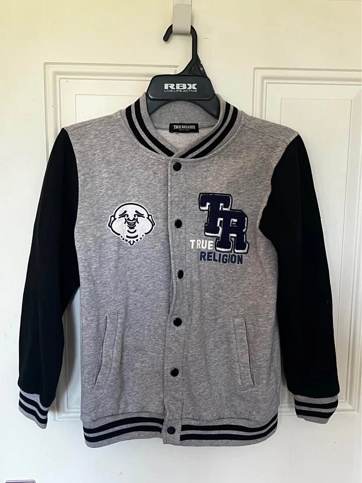 True Religion Youth Varsity Jacket XL Gray/Black - photo 3