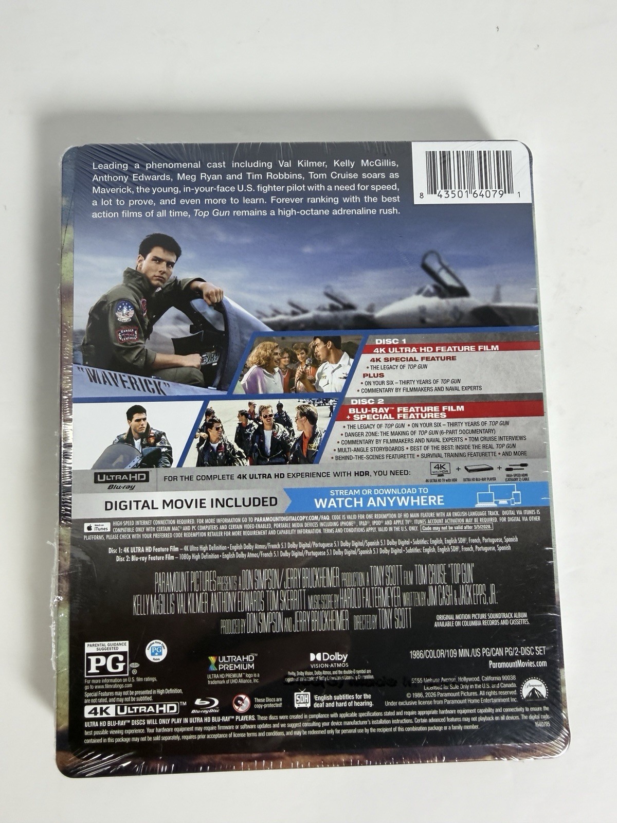 Top Gun 40th Anniversary Steelbook 4K UHD + Blu-ray + Digital - photo 2