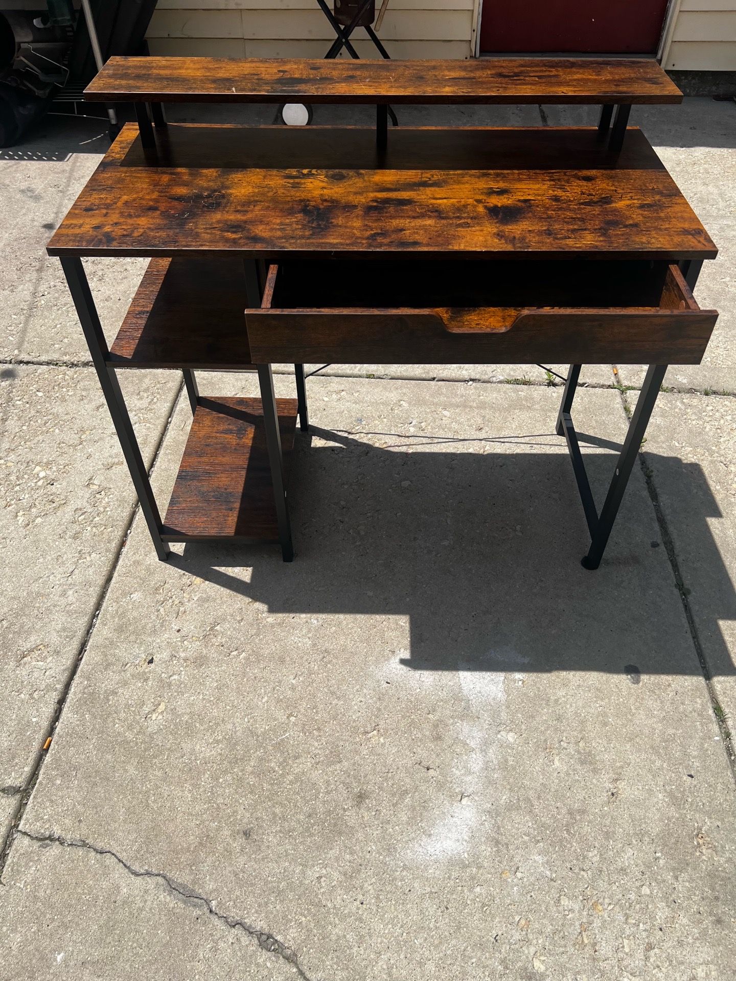 Computer Desk w/ Monitor Stand, Drawer & Shelf