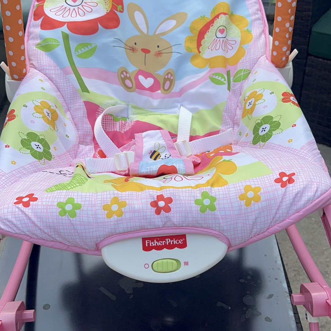 Fisher-Price Pink Multicolor Baby Bouncer with Toy Bar