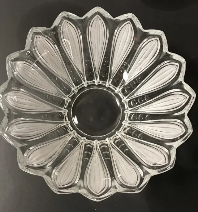 Vintage Heavy Lead Glass crystal tulip serving bowl thumbnail