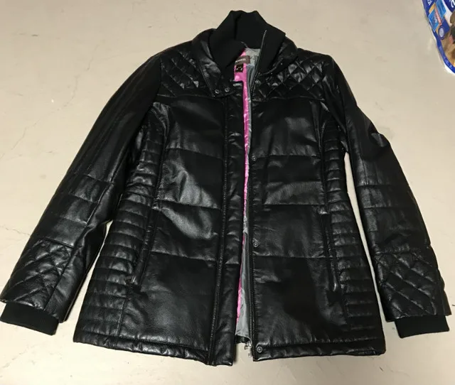 Black Leather Danier Winter Coat thumbnail